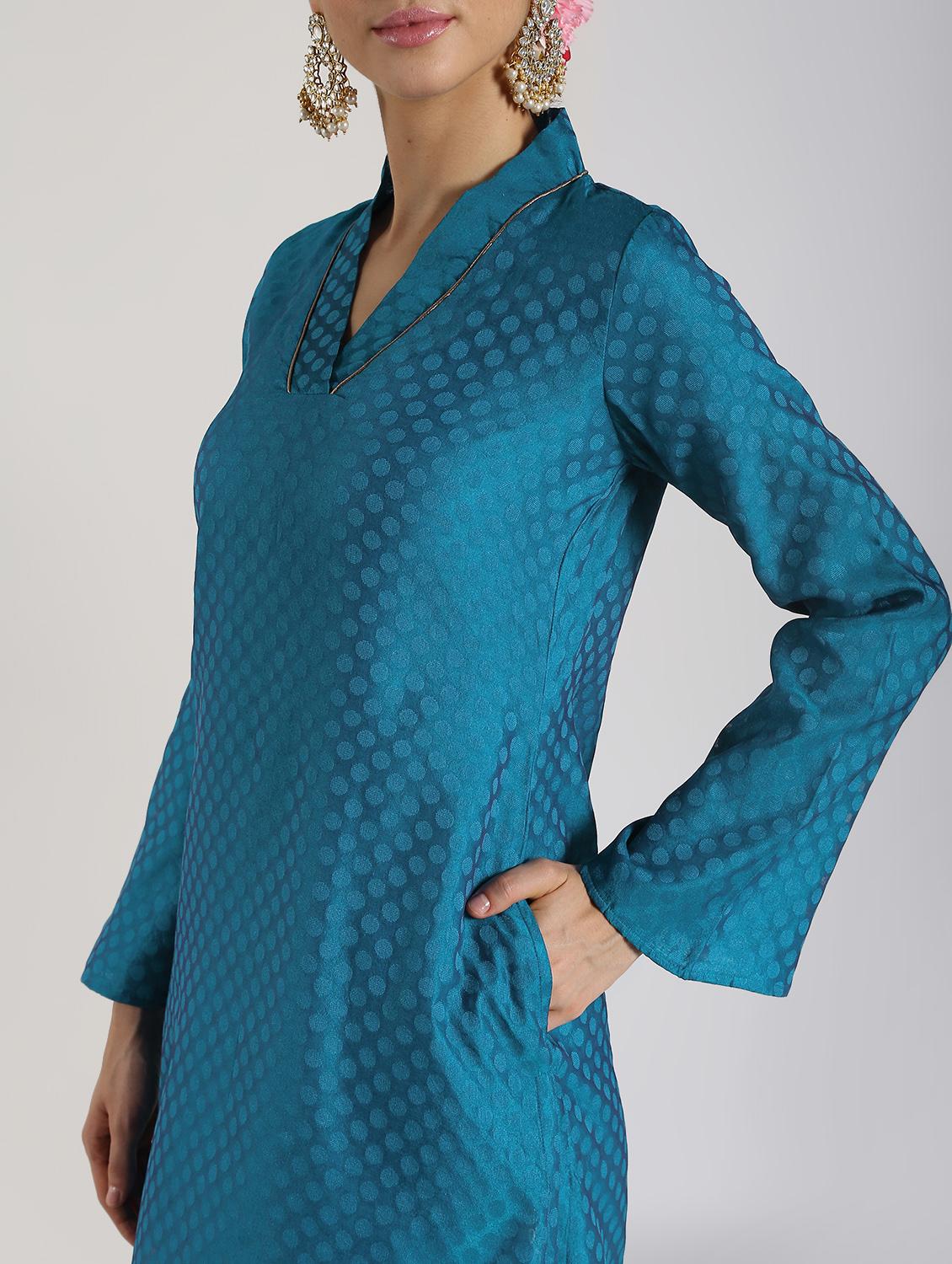 solid kurta with pant set - 16619301 - Zoom Image - 4