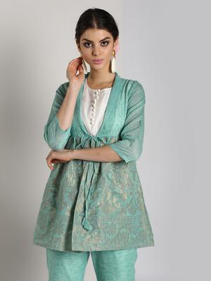 self-design kurti with pant set - 16619307 - Standard Image - 2