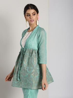 self-design kurti with pant set - 16619307 - Standard Image - 3