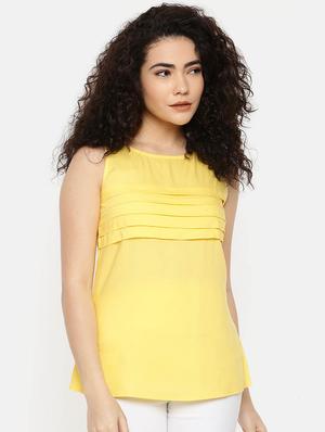round neck pleated top - 16619323 - Standard Image - 2