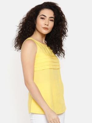 round neck pleated top - 16619323 - Standard Image - 3