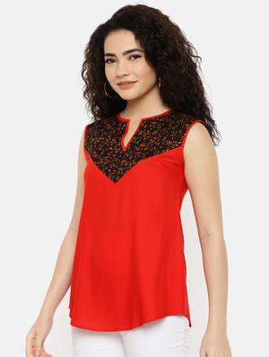 notch neck color block top - 16619327 - Standard Image - 3