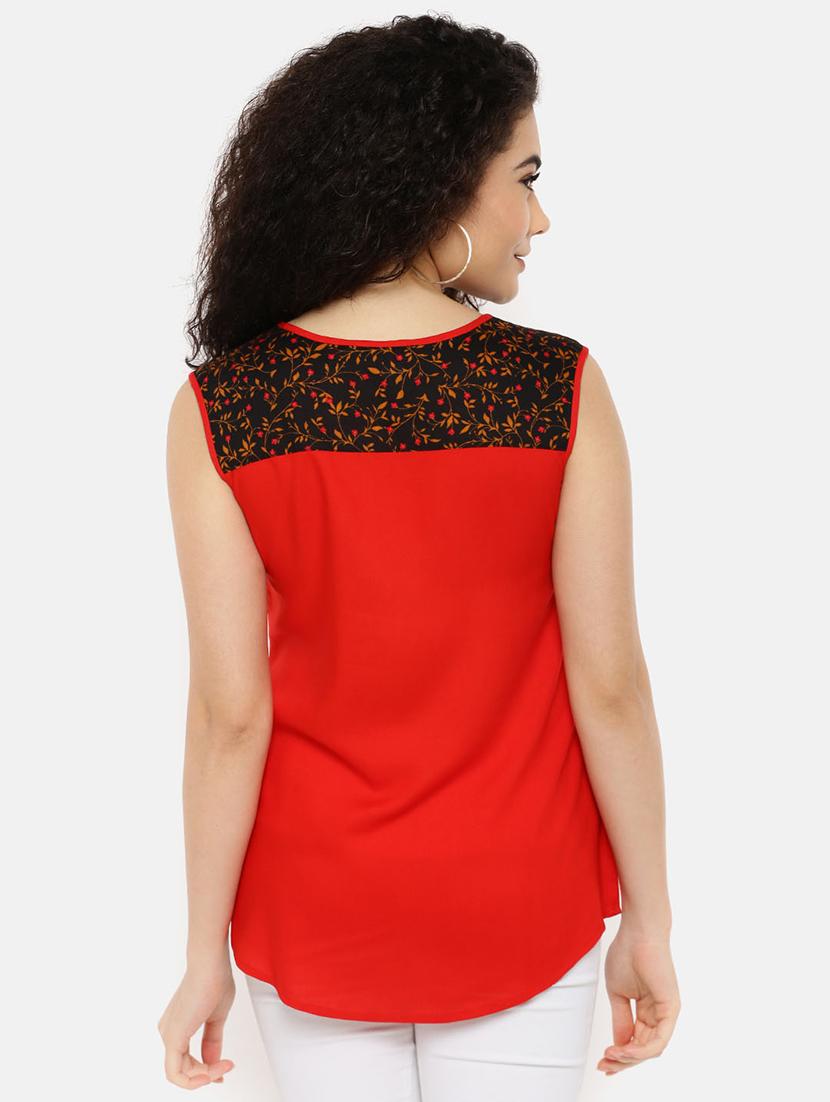 notch neck color block top - 16619327 - Zoom Image - 4