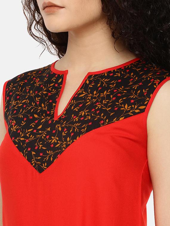 notch neck color block top - 16619327 - Zoom Image - 5