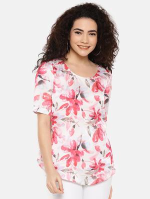 round neck floral top - 16619359 - Standard Image - 2