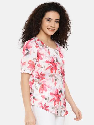 round neck floral top - 16619359 - Standard Image - 3
