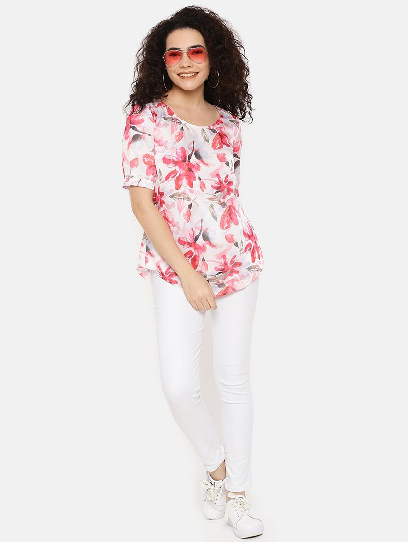 round neck floral top - 16619359 - Zoom Image - 1