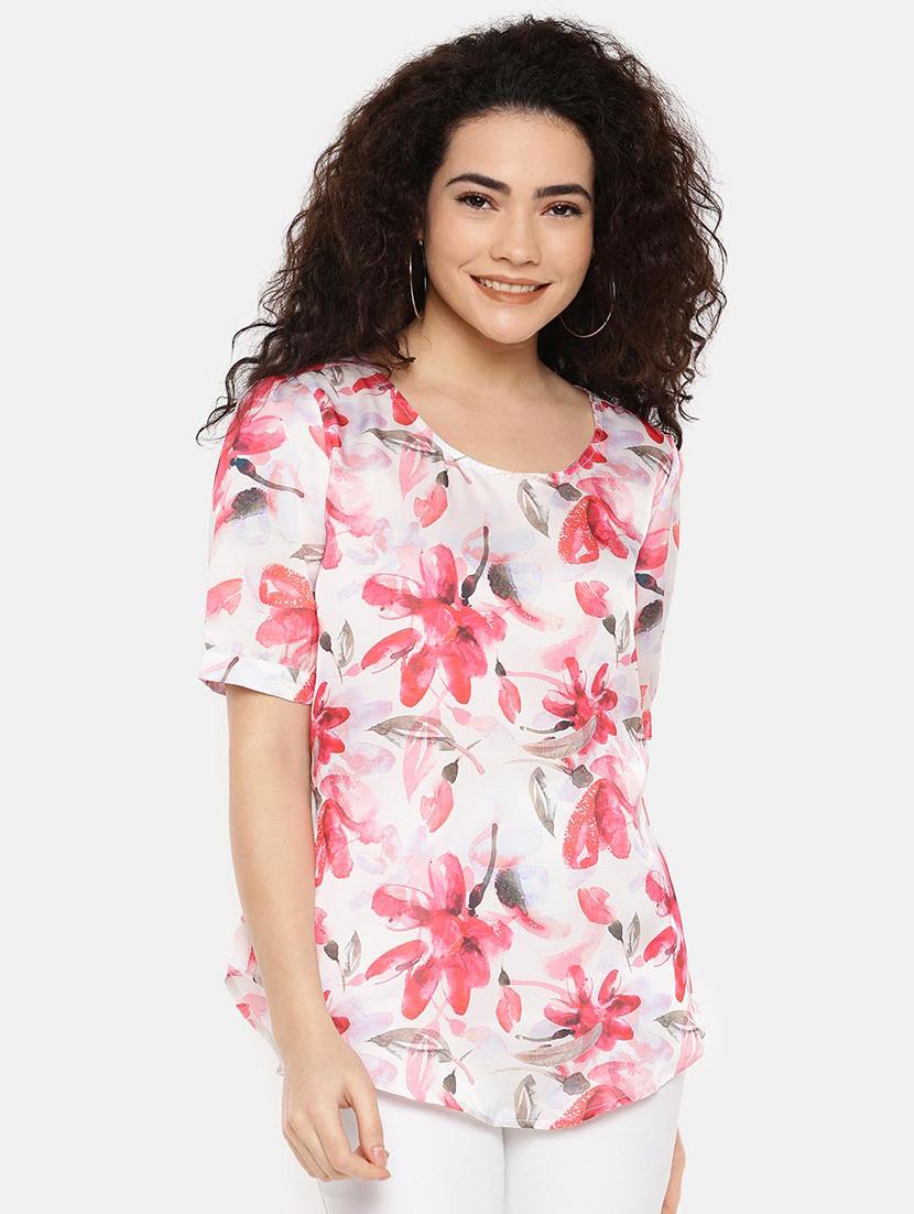 round neck floral top - 16619359 - Zoom Image - 2