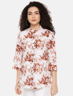 mandarin neck floral top - 16619365 - Standard Image - 2