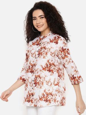 mandarin neck floral top - 16619365 - Standard Image - 3