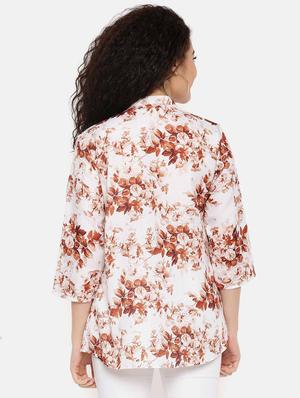 mandarin neck floral top - 16619365 - Standard Image - 4