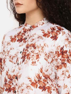 mandarin neck floral top - 16619365 - Standard Image - 5