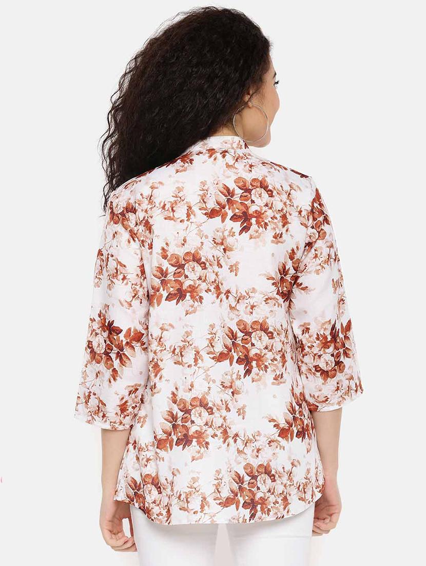 mandarin neck floral top - 16619365 - Zoom Image - 4