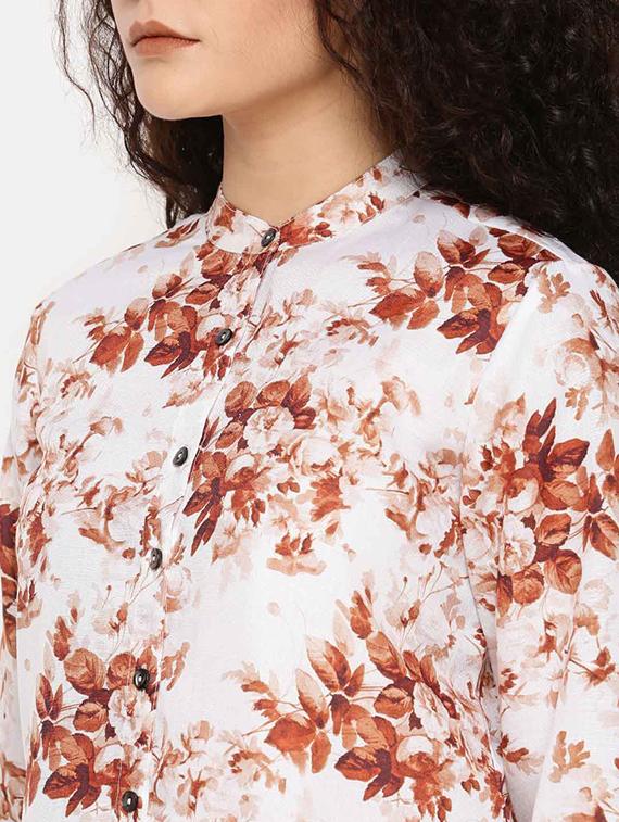 mandarin neck floral top - 16619365 - Zoom Image - 5