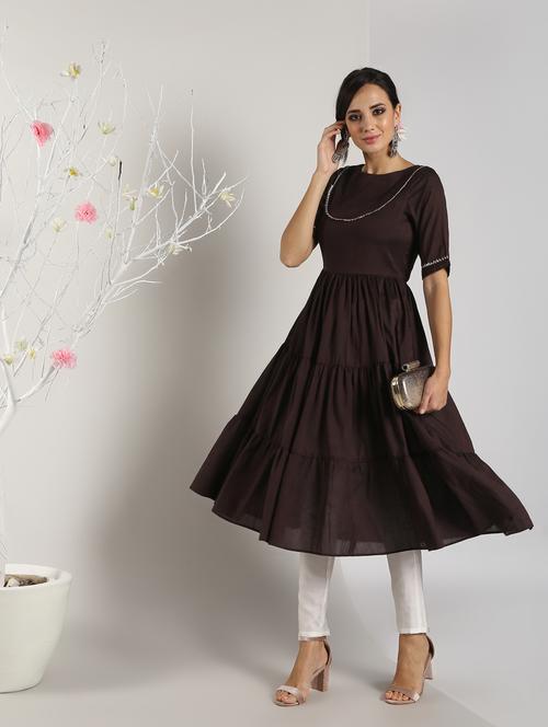 gota patti tiered kurta pant set - 16619446 - Standard Image - 1