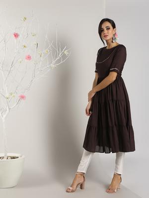 gota patti tiered kurta pant set - 16619446 - Standard Image - 3
