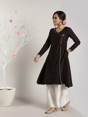 gota work angrakha kurta with palazzo set - 16619465 - Standard Image - 2