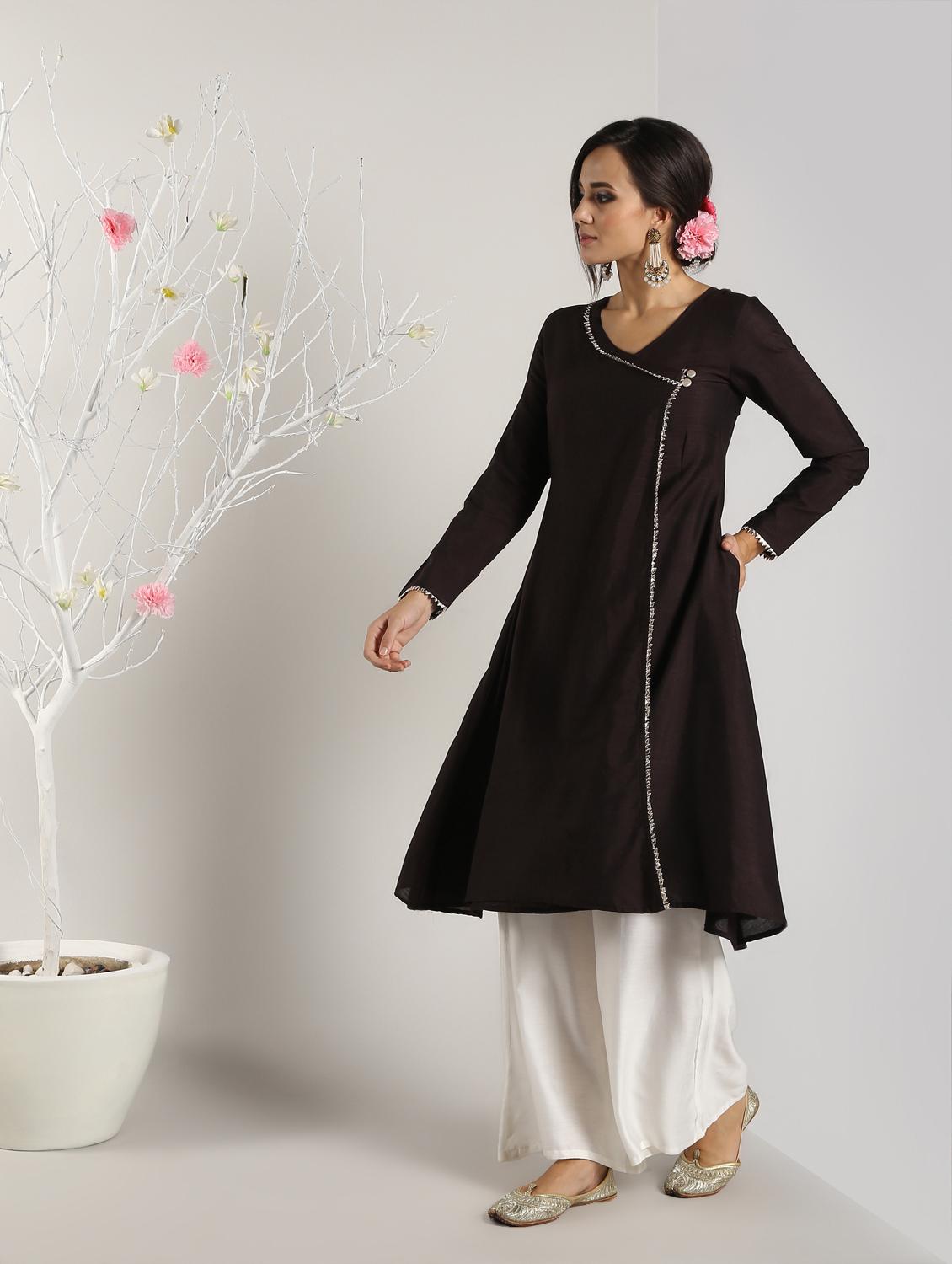 gota work angrakha kurta with palazzo set - 16619465 - Zoom Image - 2