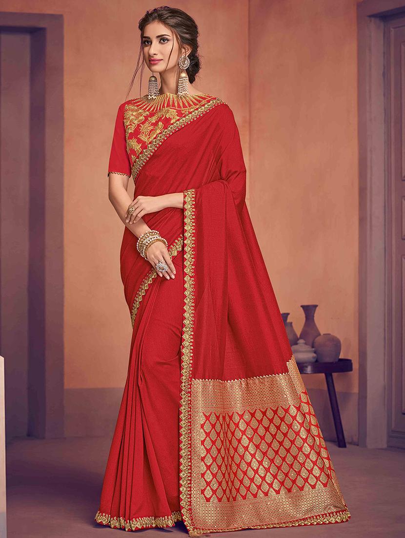 zari work bordered saree with blouse - 16619477 - Zoom Image - 1