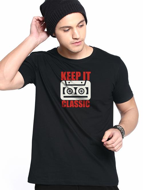 black typographic chest print t-shirt - 16620384 - Standard Image - 1