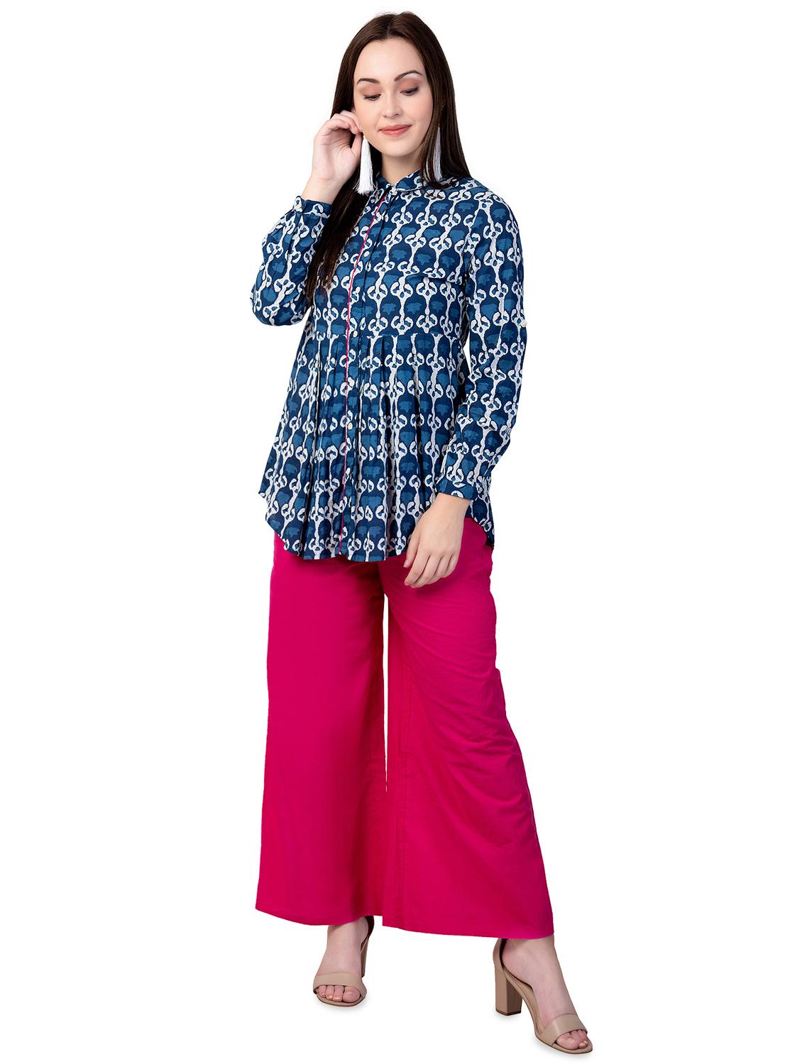printed a-line pleated kurti - 16620413 - Zoom Image - 1