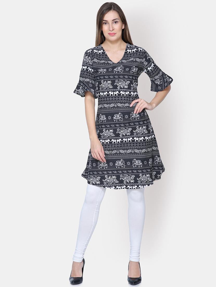 printed a-line kurta - 16620769 - Zoom Image - 1