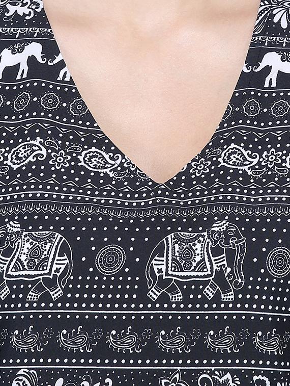 printed a-line kurta - 16620769 - Zoom Image - 4
