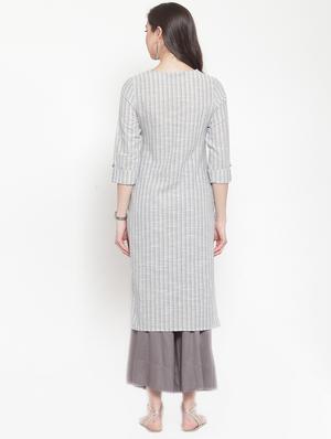 striped straight kurta - 16622848 - Standard Image - 3
