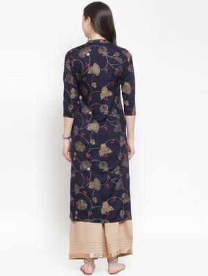 gold print straight kurta - 16622854 - Standard Image - 3