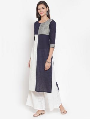 contrast straight kurta - 16622864 - Standard Image - 2
