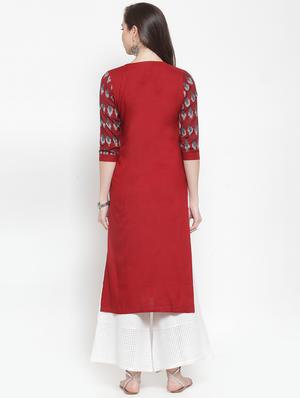 ikat straight kurta - 16622886 - Standard Image - 3