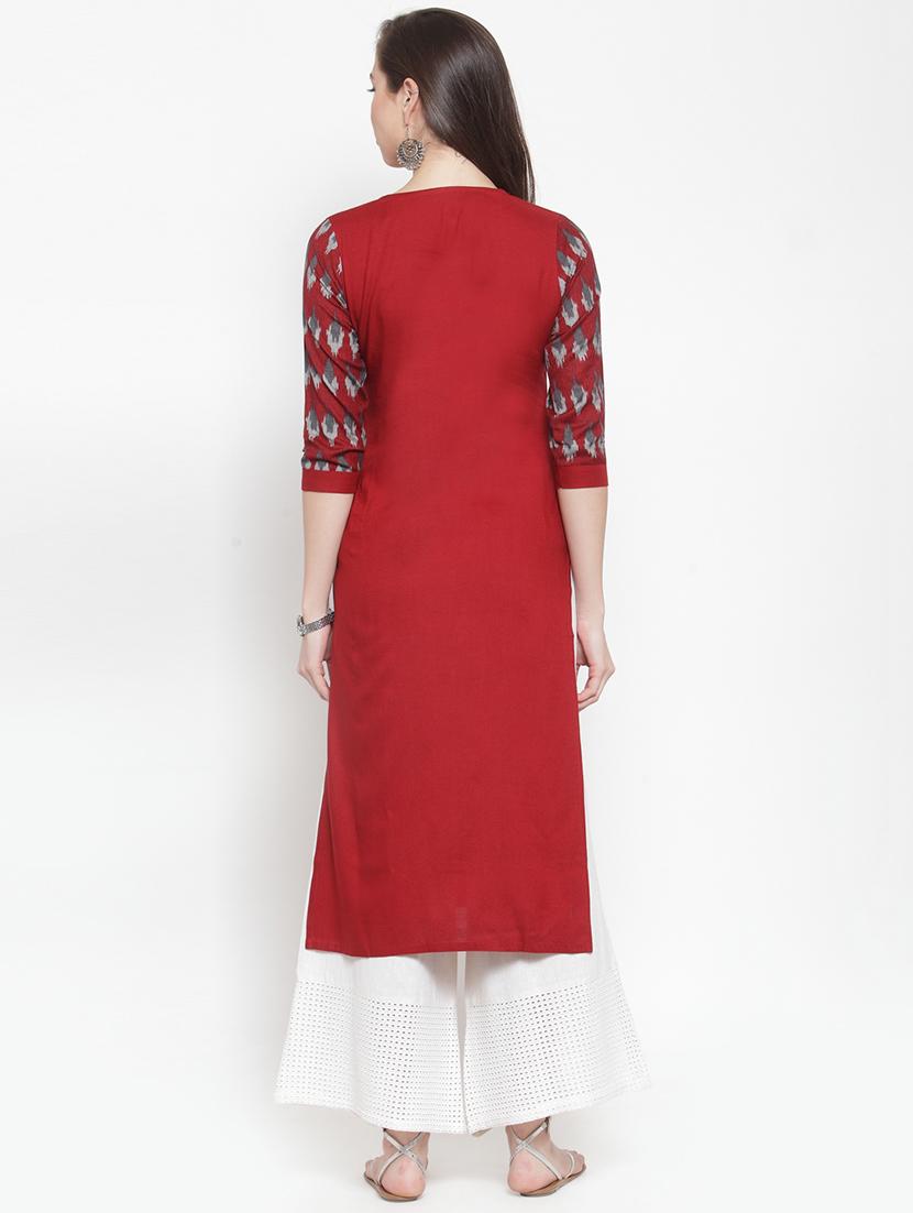 ikat straight kurta - 16622886 - Zoom Image - 3