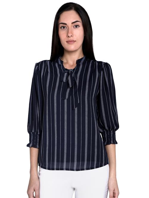 tie up neck striped top - 16622914 - Very Small Image - 1