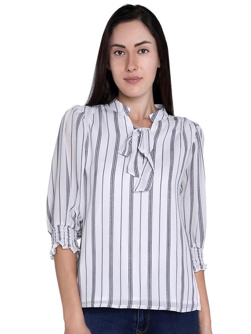 tie up neck striped top - 16622915 - Very Small Image - 1