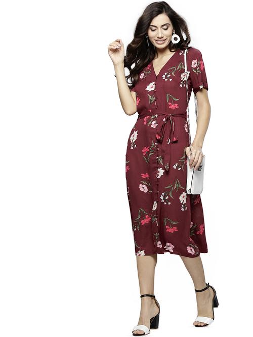 tie knot floral sheath dress - 16622934 - Standard Image - 1