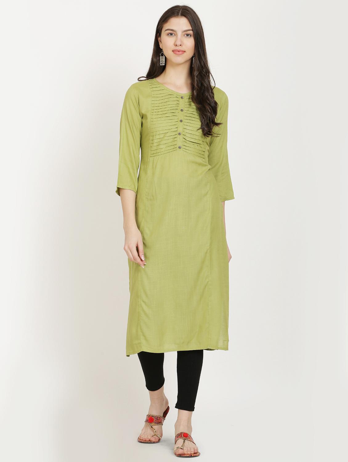 pintucks solid straight kurta - 16626279 - Zoom Image - 1
