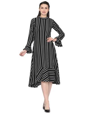 mock neck striped a-line dress - 16628436 - Standard Image - 2