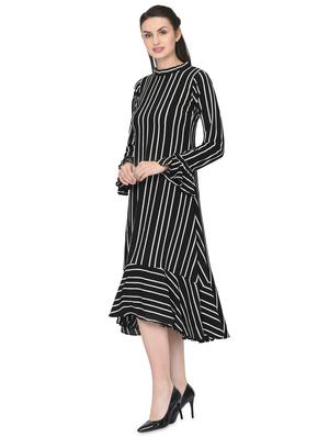 mock neck striped a-line dress - 16628436 - Standard Image - 3