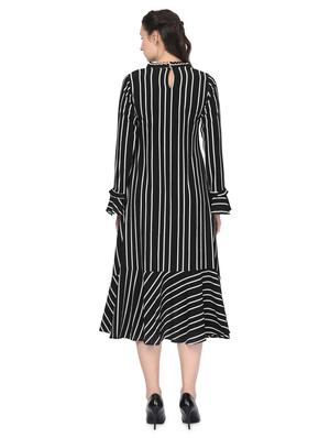mock neck striped a-line dress - 16628436 - Standard Image - 4