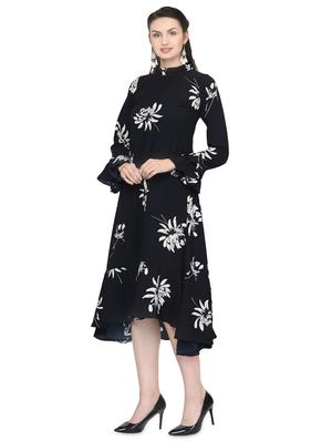 mock neck floral a-line dress - 16628437 - Standard Image - 3
