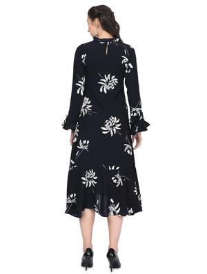 mock neck floral a-line dress - 16628437 - Standard Image - 4