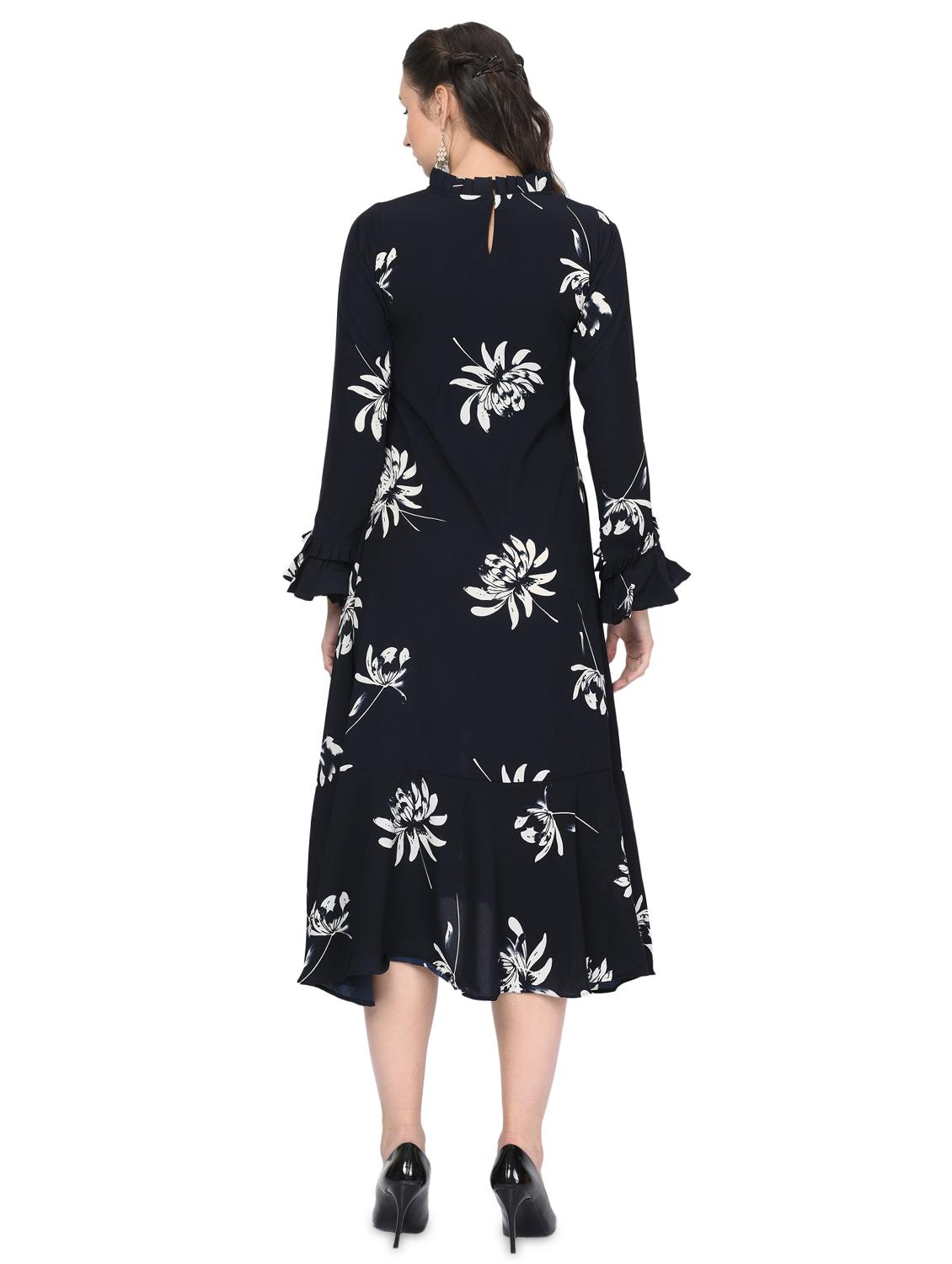 mock neck floral a-line dress - 16628437 - Zoom Image - 4