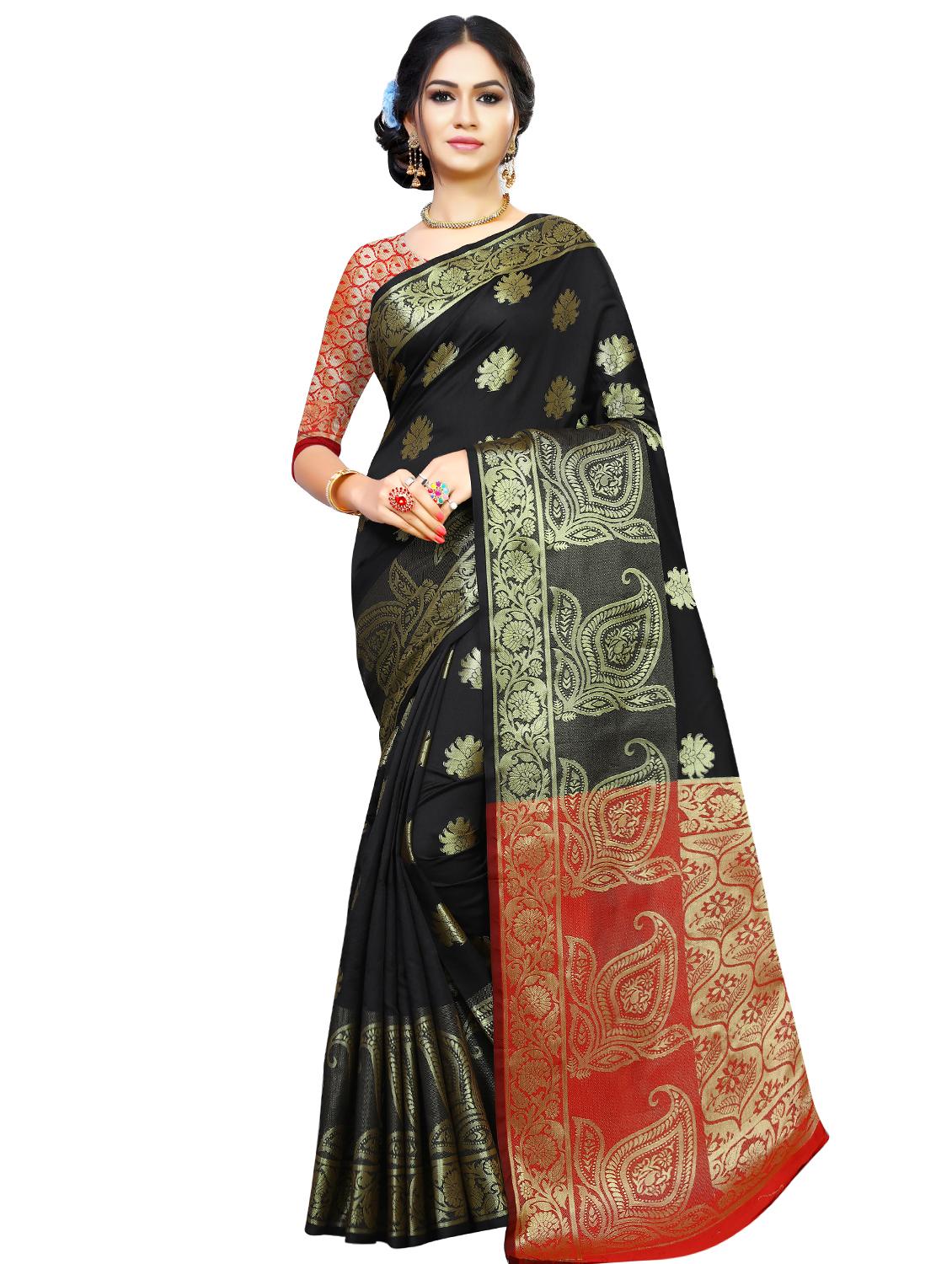 self-design woven saree with blouse - 16629518 - Zoom Image - 1