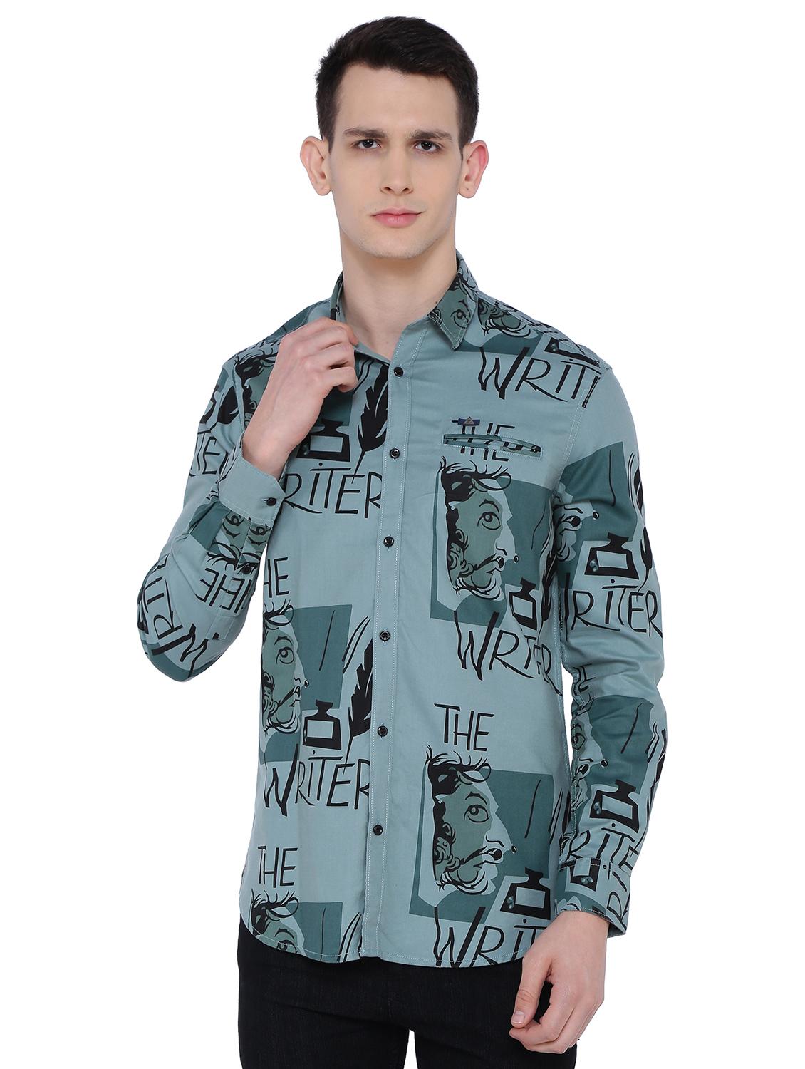 green printed casual shirt - 16629889 - Zoom Image - 1