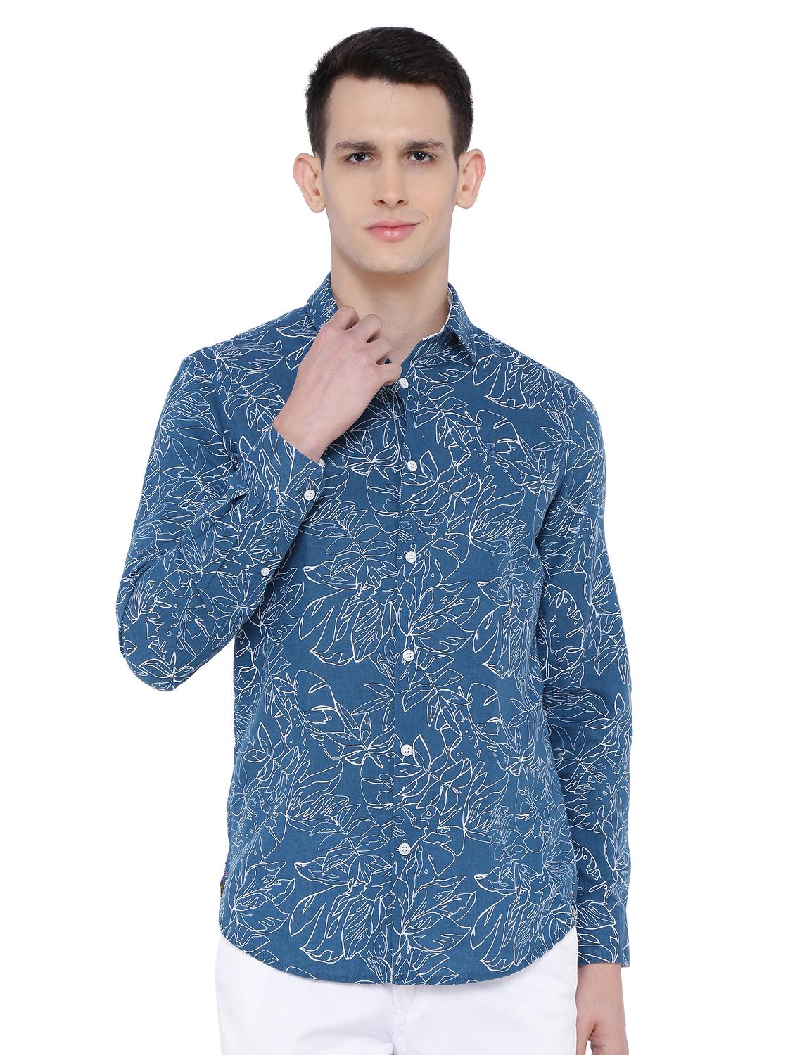 blue printed casual shirt - 16629893 - Zoom Image - 1