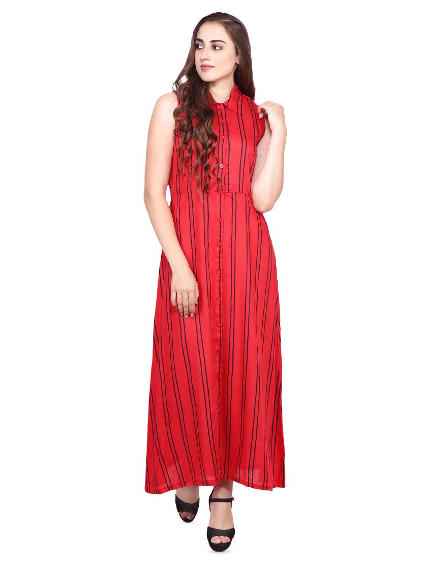 button up striped maxi dress - 16629909 - Zoom Image - 1