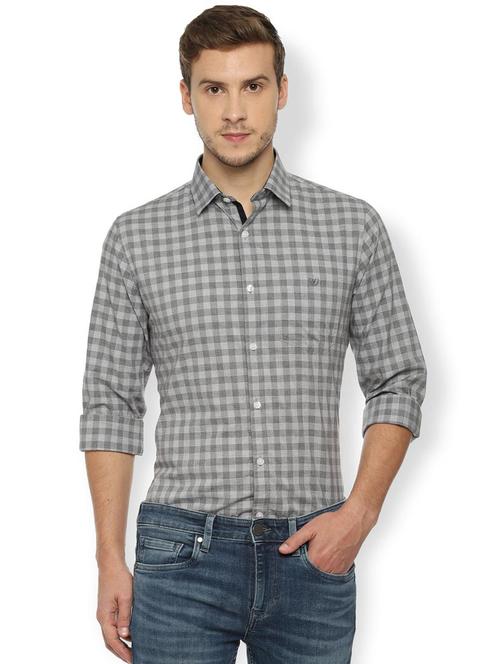 grey checkered casual shirt - 16630162 - Standard Image - 1