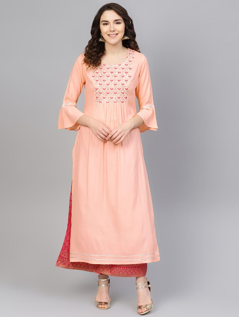 embroidered kurta palazzo set - 16630347 - Zoom Image - 1