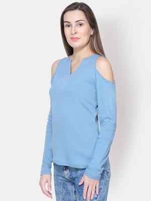 cold shoulder notch neck top - 16630378 - Standard Image - 2