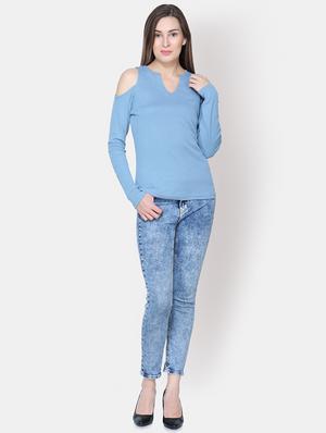 cold shoulder notch neck top - 16630378 - Standard Image - 4